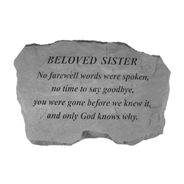 Kay Berry- Inc. 98320 Beloved Sister-No Farewell Words Were Spoken - Memorial - 16 Inches x 10.5 Inches x 1.5 Inches, Kay Berry Inc, Mfr#: 98320